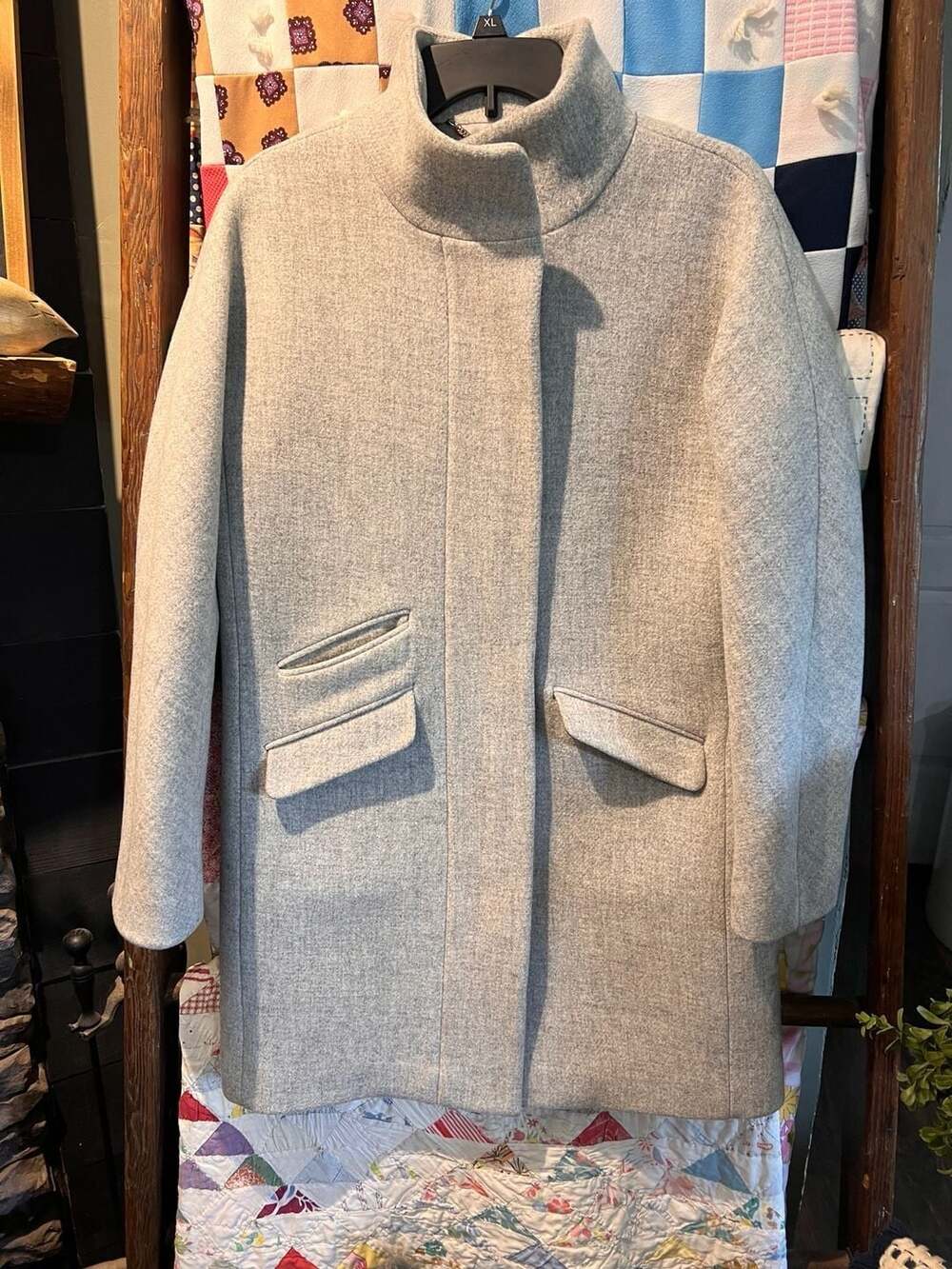 J. Crew Women's Cocoon Coat in Italian Stadium-Cloth Wool, Size 2, Grey Heather